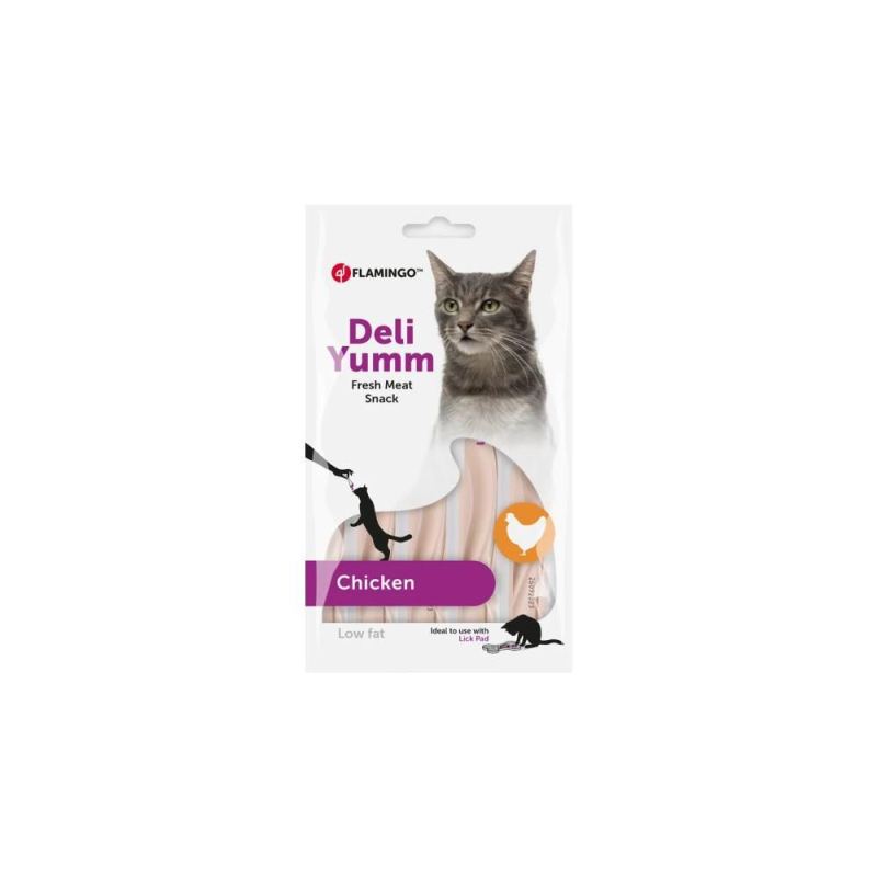 Flamingo Deli Yumm Kylling Kattesnack 5x14g - Perfekt Snack!