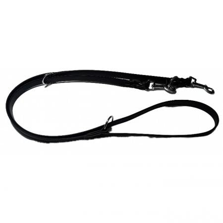 Elegant flad hundeline med flet - Sort 1,5x220cm