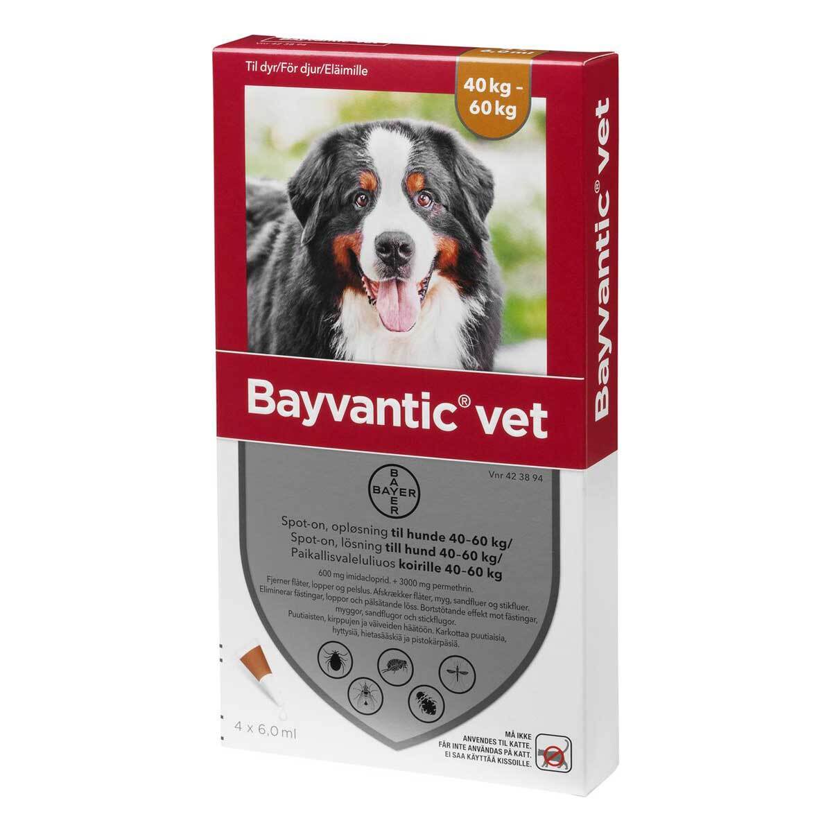 Bayvantic Vet til Hund 40-60 kg - Effektiv Flåtafskrækkelse