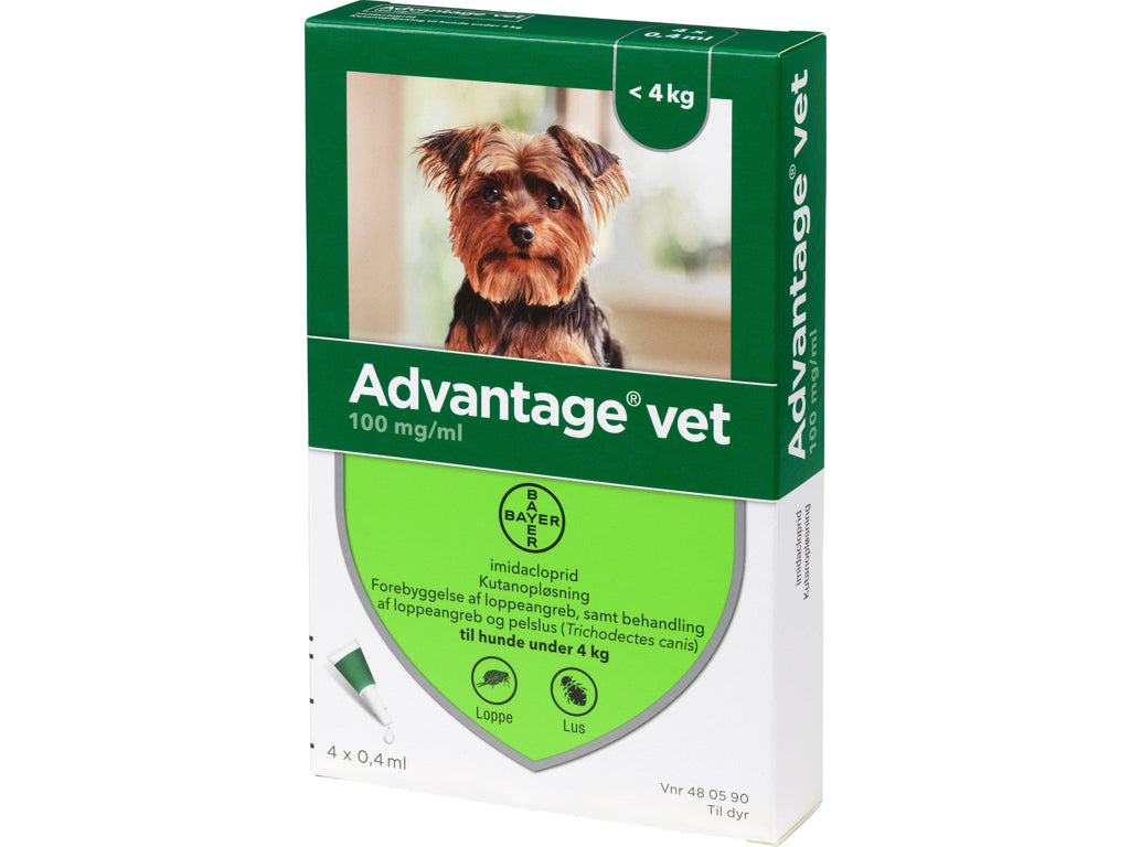 Advantage Loppemiddel til Hund 0-4 Kg - 4 Pipetter