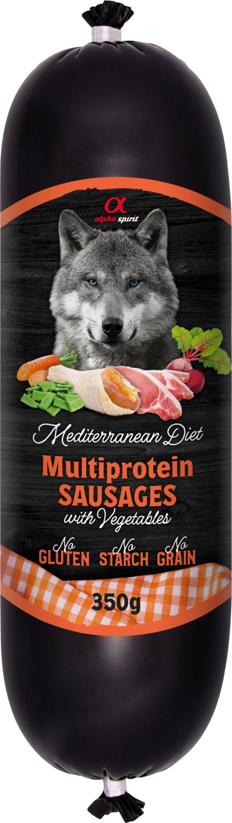 Alphaspirit Middelhav Multiprotein Pølse til Hunde 350g