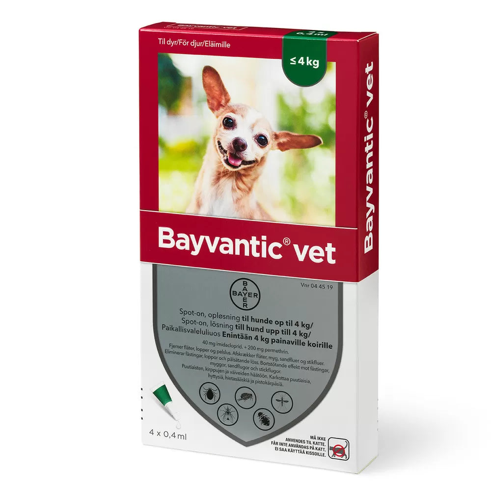 Bayvantic Vet Til Hund 0 4 Kg Loppe Flåtmiddel