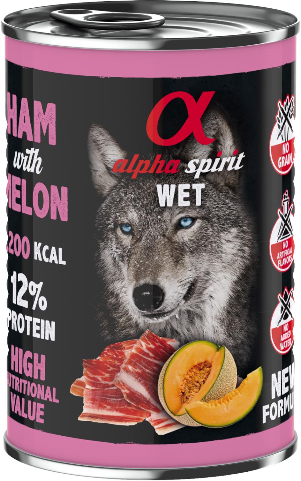 Alphaspirit Skinke med Melon 400g - Premium Vådfoder til Hunde