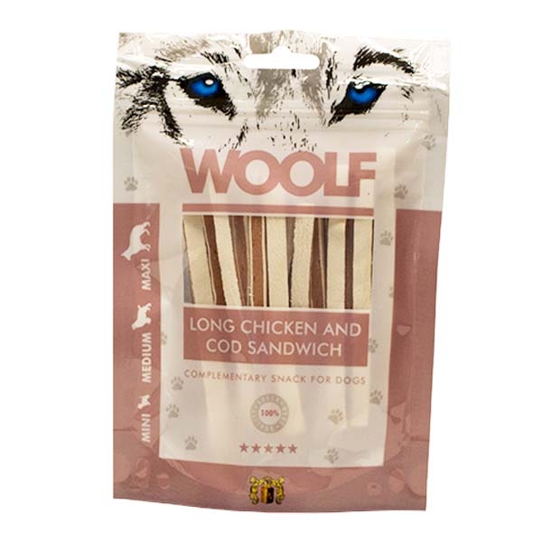Hundegodbid Woolf Kylling Torsk Sandwich100g